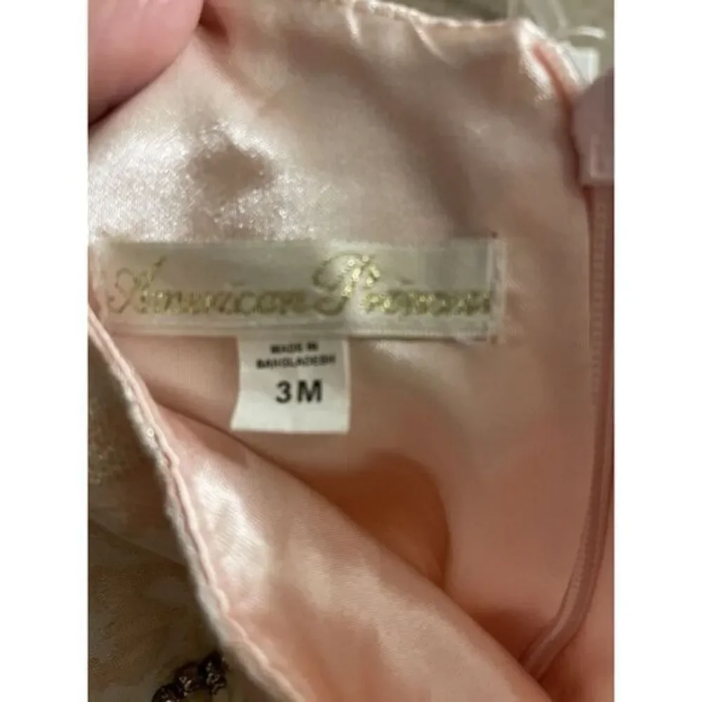 American Princess Pink Dress‎ Baby Girl Size 3M Faux Crystals And Pearls